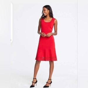 Ann Taylor Loft red peplum laser cutout bodycon dress MP